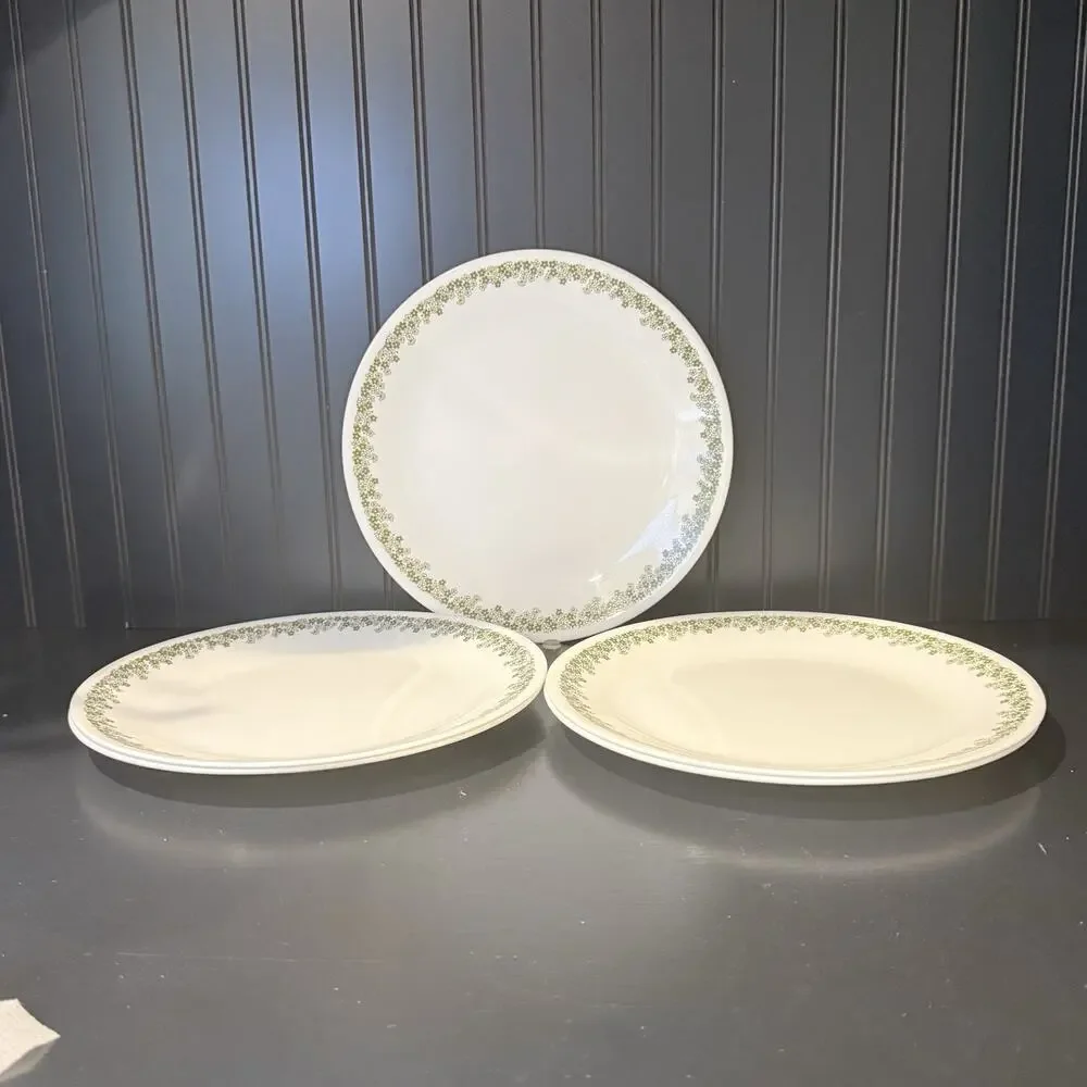 Corelle Spring Blossom Green Crazy Daisy Dinner Plates 10.25” Lot-5 VINTAGE EUC - Picture 2 of 4